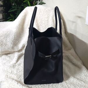 Authentic THE ROW, SOFT MARGAUX 15 BAG IN LEATHER in BLACK